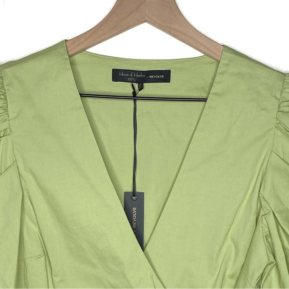 House of Harlow 1960 Revolve Jurie Puff Sleeve Green Blouse M NWT - Picture 3 of 10